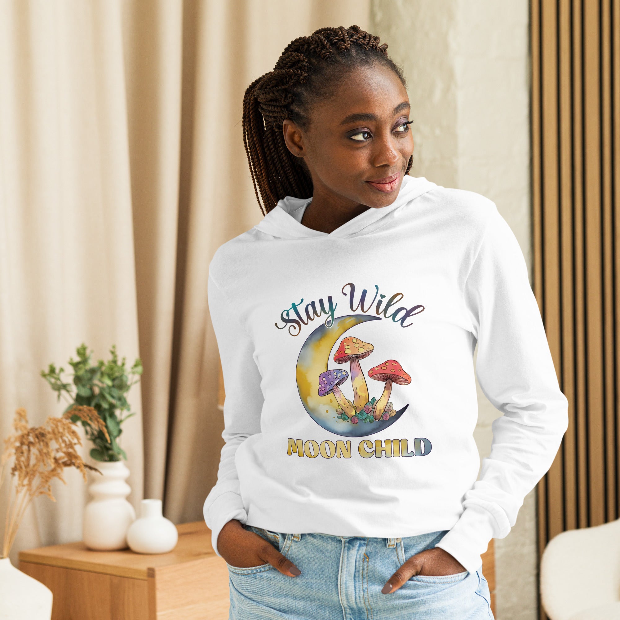 Stay Wild Moon Child Hooded Long Sleeve Tee | Available in 2 Colors